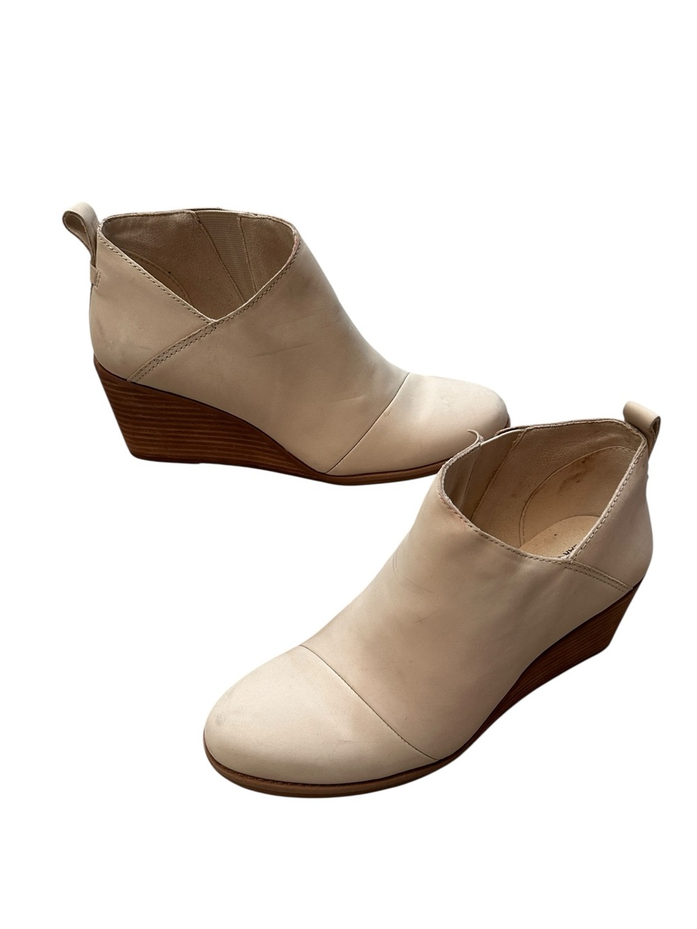 TOMS Marta Wedge Slip On Booties In Cream Off White Womens size 8.5